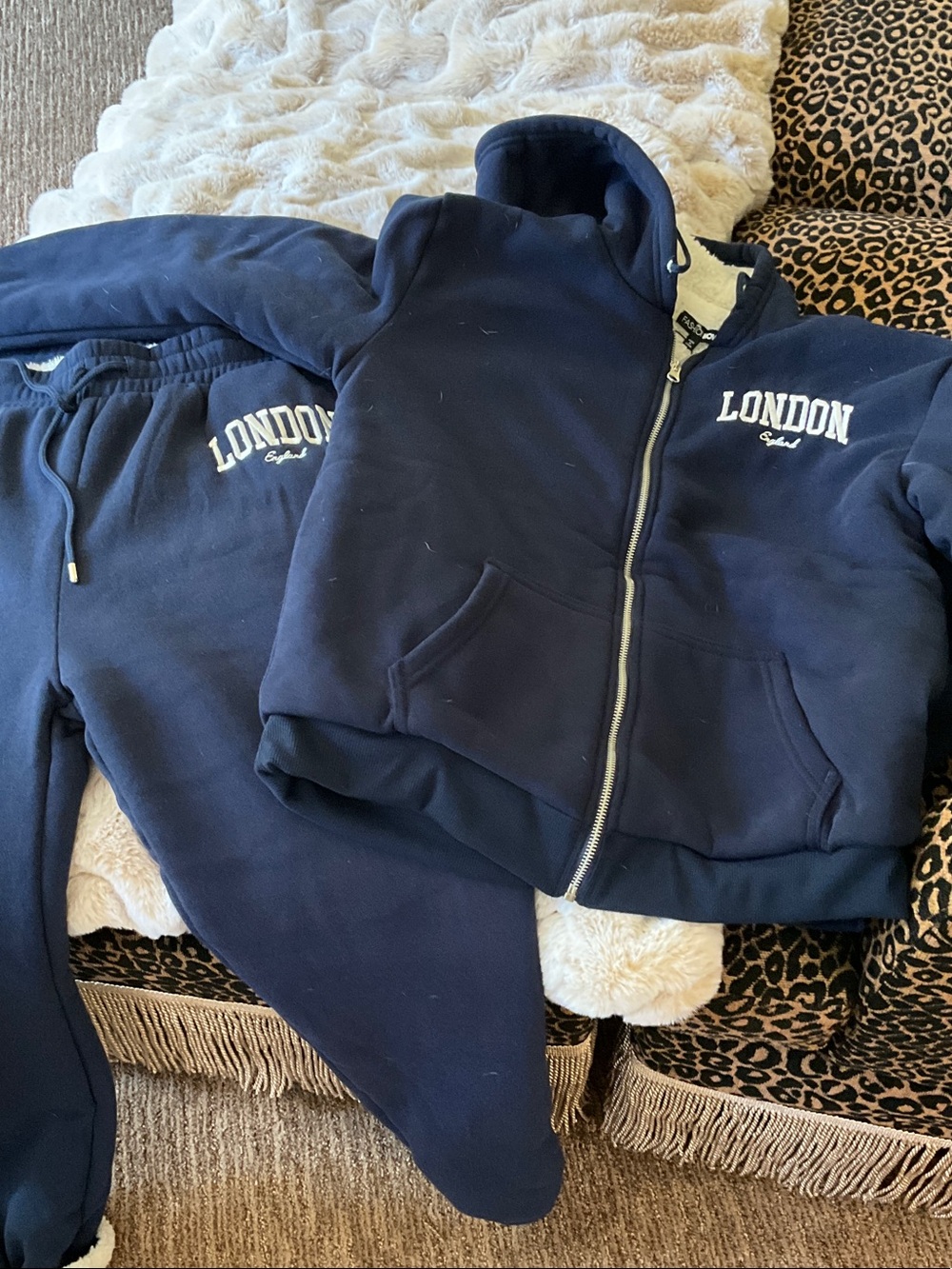 Navy 'London' Zip Hoodie & Joggers Set NWT FASHION NOVA